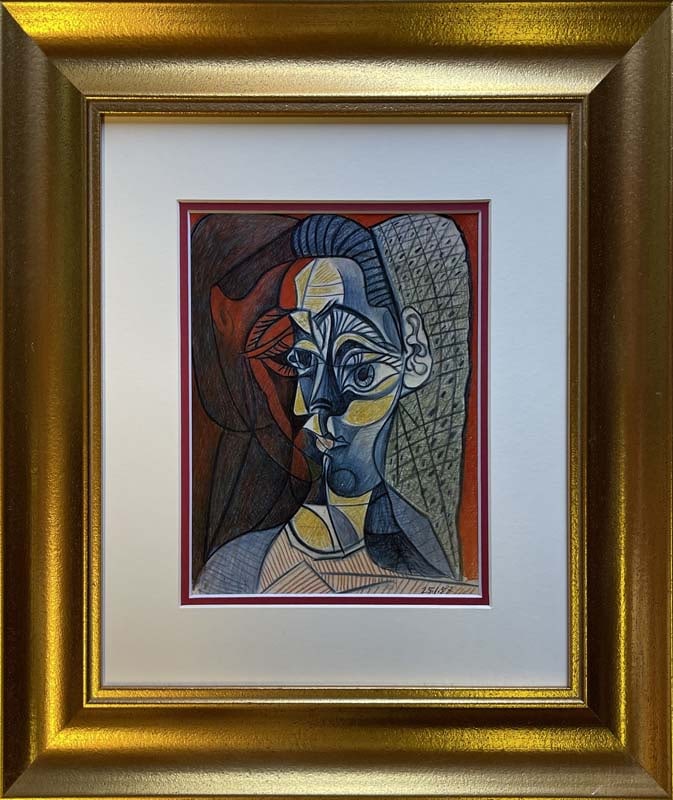 Pablo Picasso (Spanish 1881-1973) color Plate Lithograph from 1970: Pablo Picasso (Spanish 1881-1973) color plate Lithograph from 1970 and signed in the plate. Custom framed and includes documentation. Approx 22x20 inches. Art Artwork Artist.