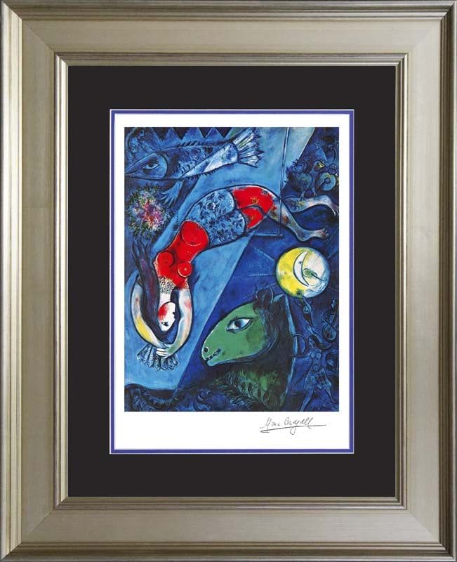 Marc Chagall (Russian-French 1887-1985) Blue Circus Limited Edition: Marc Chagall (Russian-French 1887-1985) Blue Circus Limited Edition Marc Chagall Limited Edition on paper The signature is in the plate. Includes documentation. Approx. 26x30 inches. Custom framed. Ar