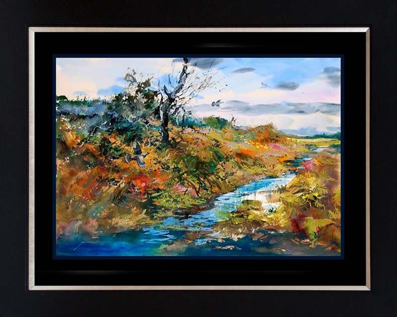 Michael Schofield (American 1947) Original painting on paper landscape: Michael Schofield (American 1947) Original Painting on canvas Approx 30x40 inches.Hand signed by the artist. One of a kind original. Custom framed. Includes certificate of authenticity. This work was 
