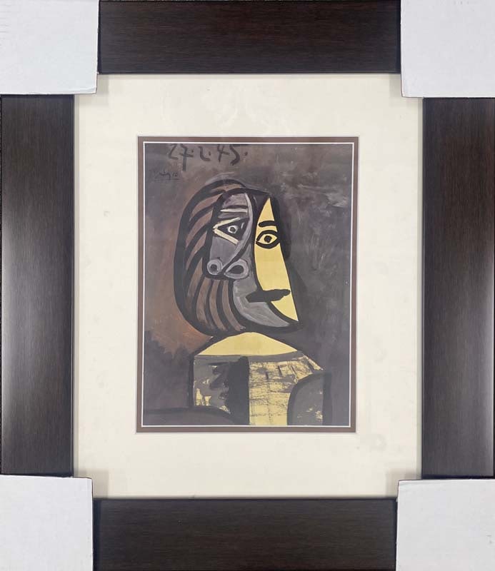 Pablo Picasso (Spanish 1881-1973) Color Plate Lithograph from 1970: Pablo Picasso (Spanish 1881-1973) color plate Lithograph from 1970 and signed in the plate. Custom framed and includes documentation. Approx 22x20 inches. Art Artwork Artist.