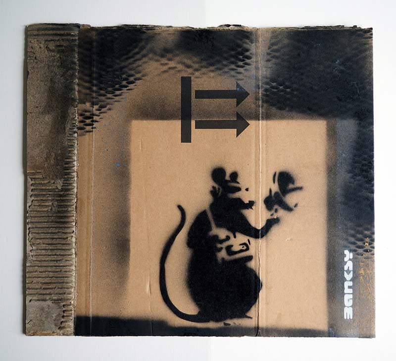 Rat Detector: Original on board by Banksy (English 1974) Original on board by Banksy approx 16x14 inches image size Custom framed and includes documentation Art Artwork Artist.