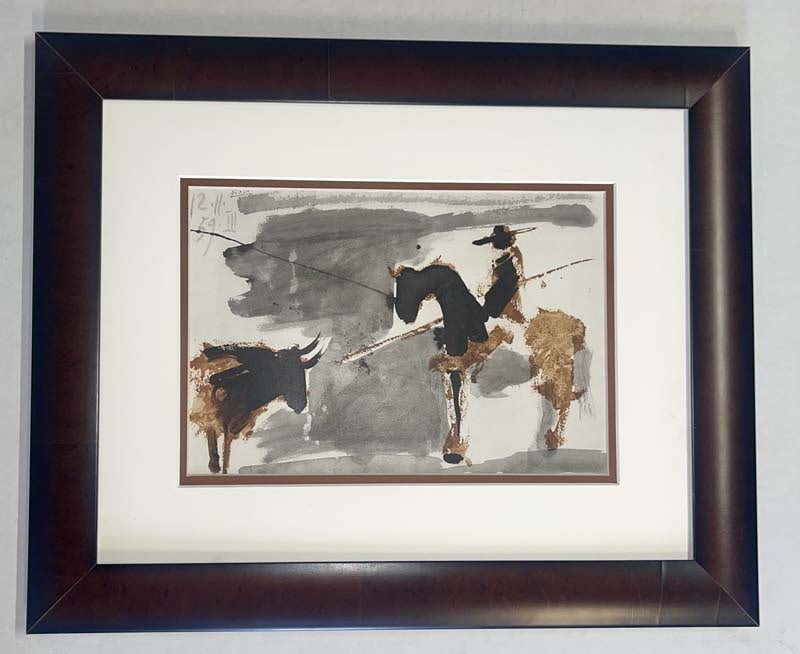 Pablo Picasso (Spanish 1881-1973) Original Lithograph from 1961: Pablo Picasso (Spanish 1881-1973) Bullfight from 1961 Lithograph Toros Y Toreros. Custom framed Approx 20x24 inches Dated in the plate. Mourlot Press Paris France from 1961. Includes documentation. Ar