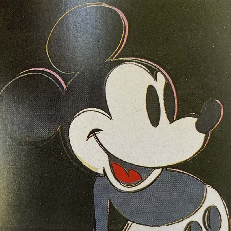 Andy Warhol (American 1928-1987) Screenprint Serigraph with Diamond Dust Mickey Mouse 1981: Andy Warhol (American 1928-1987) Andy Warhol Mickey Mouse. Serigraph Screenprint and Colophon with Diamond Dust 1981. Approx. 38x38 inches. This working trial proof was made outside the regular