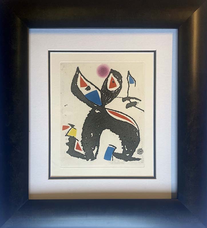 Joan Miro (Spanish 1893-1983) Etching: Joan Miro (Spanish 1893-1983) Etching from 1972 Approx 24x20 inches. Includes documentation. Professionally framed. Art Artwork Artist.