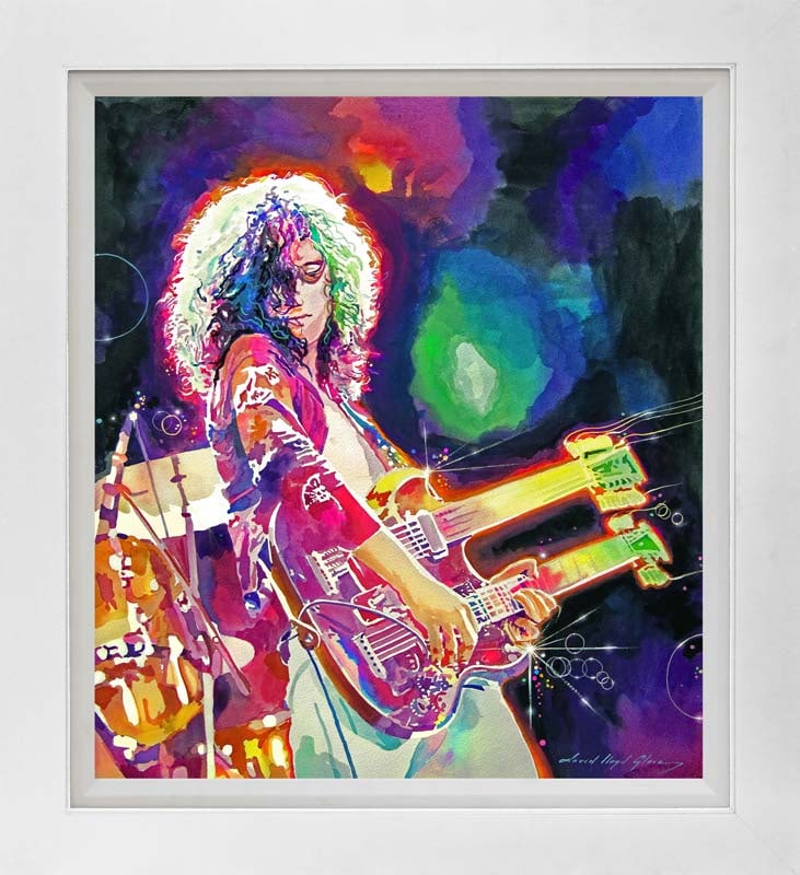 David Lloyd Glover (American 1949) Rain Song Jimmy page Mixed Media Original David Lloyd Glover: Mixed media on canvas by David Lloyd Glover Hand signed by the artist. On canvas image size. Approx 20x24 inches image size. Custom framed. Includes Certificate of Authenticity. Art Artwork Artist.