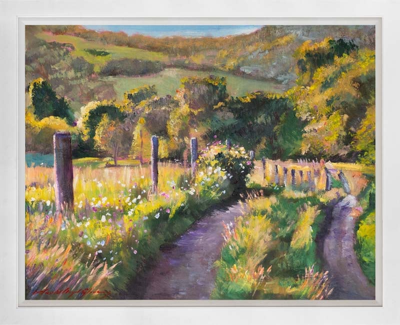 David Lloyd Glover (American 1949) Hedgerows of the English Countryside Original Mixed Media: Hedgerows of the English Countryside Original Mixed Media Painting on canvas David Lloyd Glover On canvas. Approx image size 24 x 18 inches. Custom framed and includes certificate. This work was purch