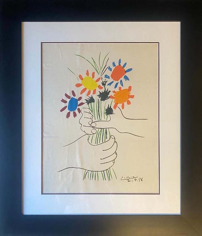 Pablo Picasso (Spanish 1881-1973) Limited Edition on paper Collection Domaine: Pablo Picasso (Spanish 1881-1973) Limited Edition Picasso on paper. Collection Domaine - Approx 30 x 27 inches. Custom framed and includes documentation Art Artwork Artist.
