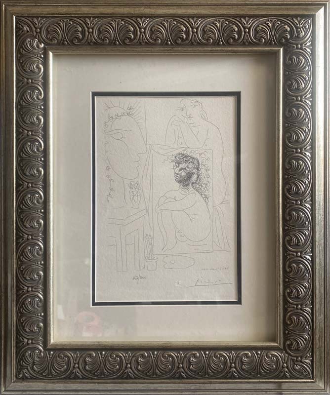 Pablo Picasso (Spanish 1881-1973) lithograph numbered limited edition of 300 with official Museum: Pablo Picasso (Spanish 1881-1973) lithograph numbered limited edition of 300 with official Museum stampPablo Picasso Lithograph from 1990-1992 Suite Vollard. Authorized by the Picasso Family. Each pie