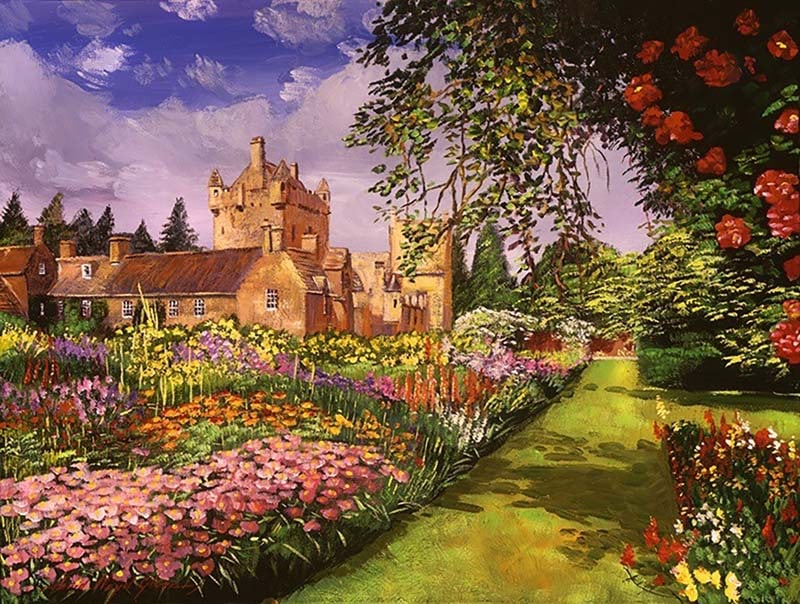 David Lloyd Glover (American 1949) Highland Cawdor Castle Original Mixed Media Painting on canvas: Mixed media on canvas by David Lloyd Glover Hand signed by the artist. On canvas image size Approx image size 18x24 inches Custom framed and includes certificate This work was purchased directly from 