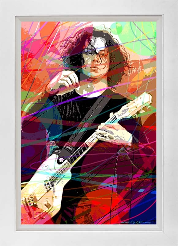 David Lloyd Glover (American 1949) Jack White of White Stripes Original Mixed Media Painting on: Mixed media on canvas by David Lloyd Glover Hand signed by the artist. On canvas image size Approx image size 18 x 24 inches Custom framed and includes certificate This work was purchased directly fro