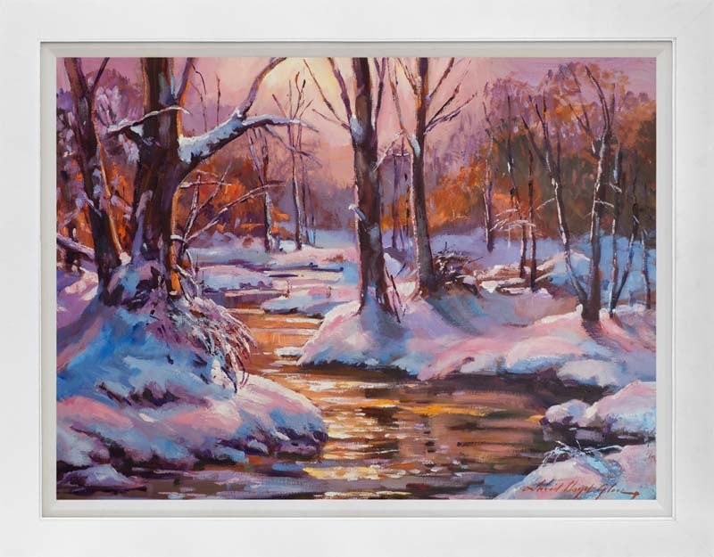 David Lloyd Glover (American 1949) Early Snowfall Kennbunkpot Mixed Meda Original Painting on: Mixed media Original Painting on canvas by David Lloyd Glover Hand signed by the artist. On canvas image size. Approx mage size 18 x 24 inches. Custom framed and includes certificate. Art Artwork Arti