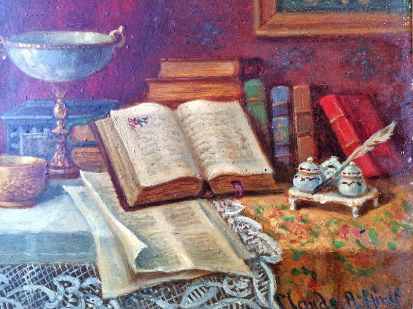 Claude Raguet (1855-1942)Original oil painting on canvas Still Life 1890: Claude Raguet Hirst (1855 -1942) Claude Raguet Original oil painting on canvas Still LifeAmerican Painter of Still LifeCategory: PaintingMedium: Oil/canvasDate of creation: CIRCA 1890Distinguishing ma