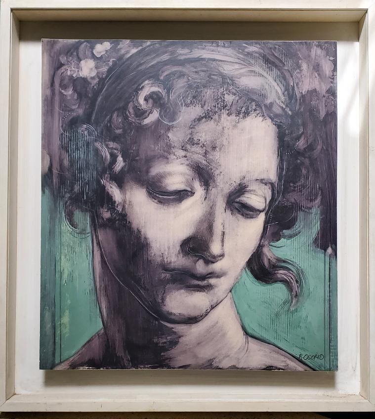 Great work, painting Female face by Rogelio Osorio.: Great work, painting Female face by Rogelio Osorio. Artist: Rogelio Osorio Title: Face. Oil technique. Professional wood framed total measures 67cm x 60cm.(26 in x24 in ). measurements only of the pai