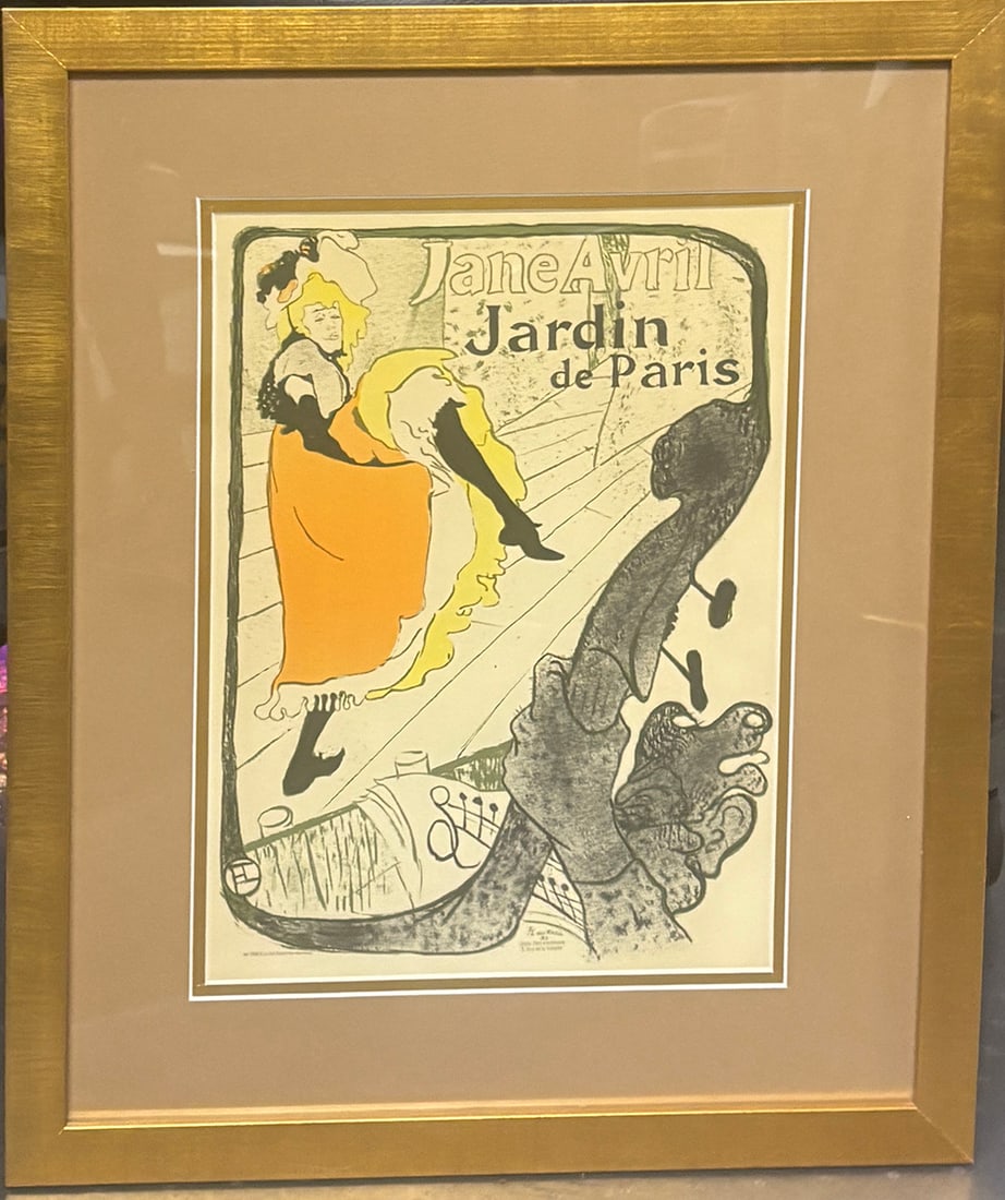 Toulouse-Latrec Jardin De Paris Color Litograph Poster Jane Aurie framed: Toulouse-Latrec Jardin De Paris Color Litograph Poster Jane Aurie framed Very good condition approx 20x16 inches