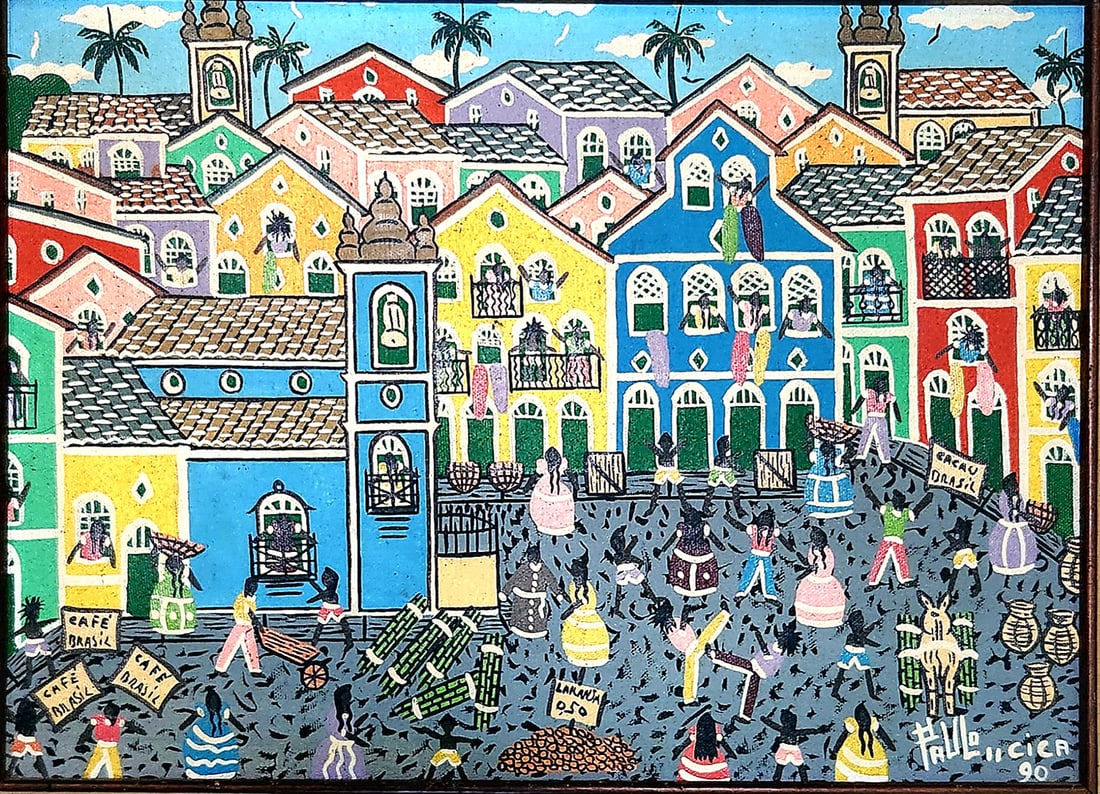 Bahia Paulo VINTAGE PAINTING PELOURINHO BAHIA PAULO CICA (1 of 1)