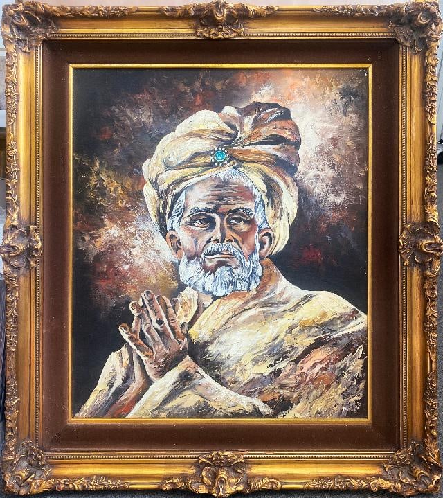 The Emir original oil painting on canvas 20 x 24 inches image approx: The Emir original oil painting on canvas. Approx 20 x 24 inches image. Hand signed by the artist. Custom framed and includes certificate. Art Artwork Artist.