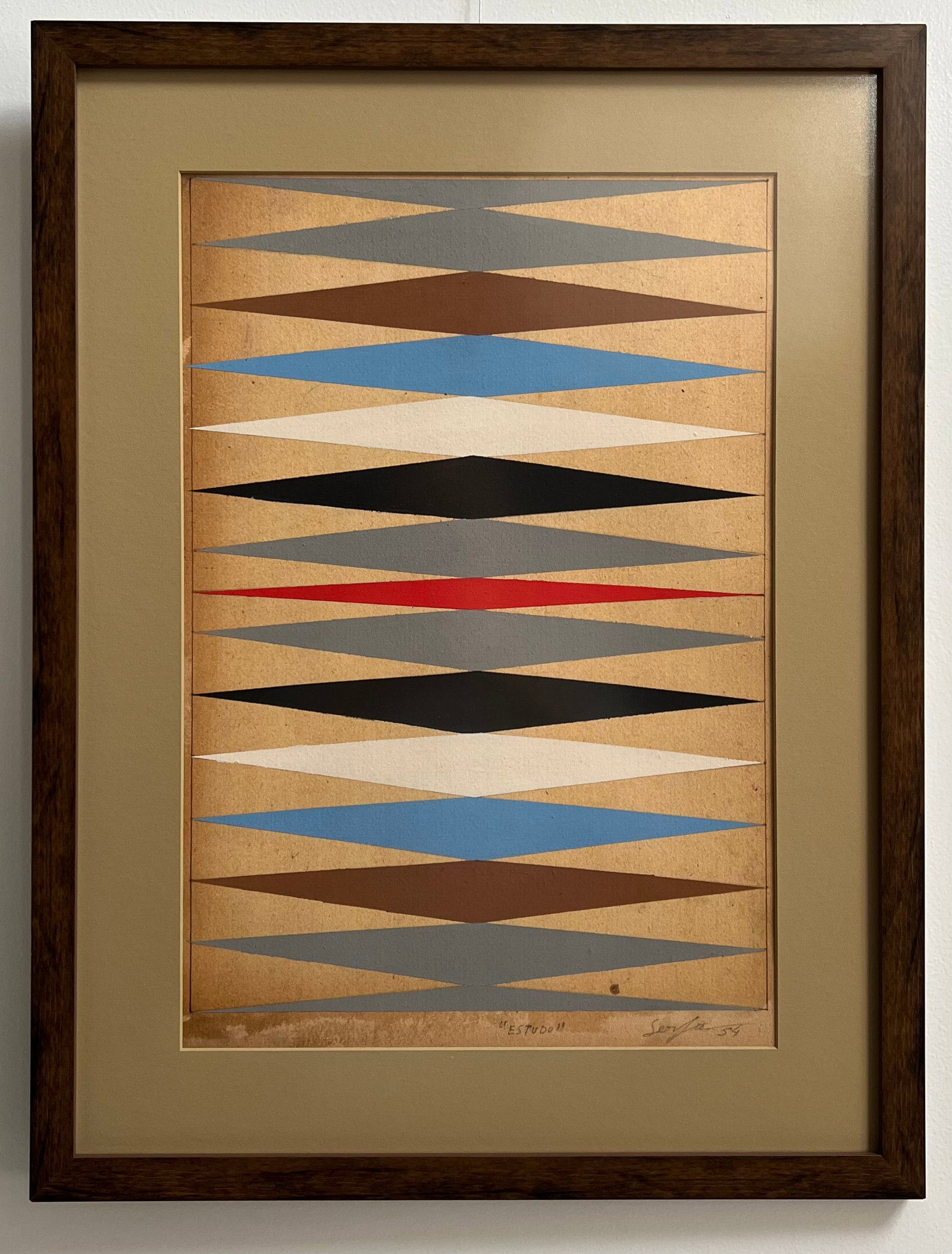 Ivan Serpa ESTUDO GEOMETRICO art work 1954 Gouache on board Signed and dated on lower right and (1 of 1)