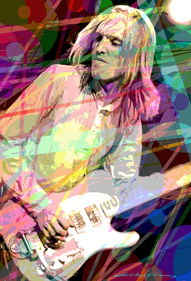 David Lloyd Glover (American 1949) Tom Petty Hand Embellished Painting on canvas by David Lloyd: Tom Petty Hand Embellished Painting on canvas by David Lloyd Glover. Approx image size 18x24 inches. Custom framed and includes certificate. This work was purchased directly from the artist. Art Artwo