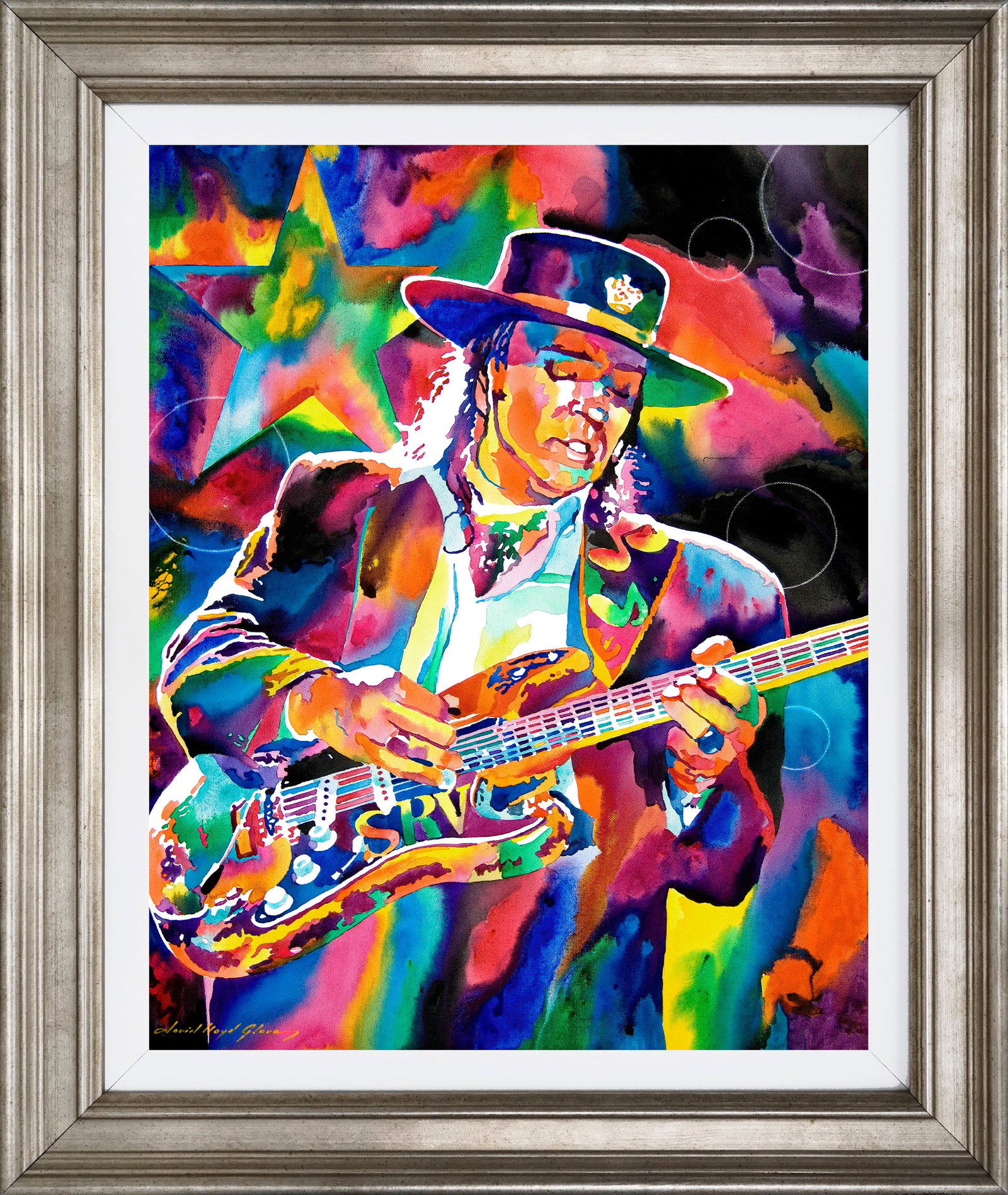 David Lloyd Glover (American 1949) Stevie Ray Vaughan. Mixed media original David Lloyd Glover (1 of 1)