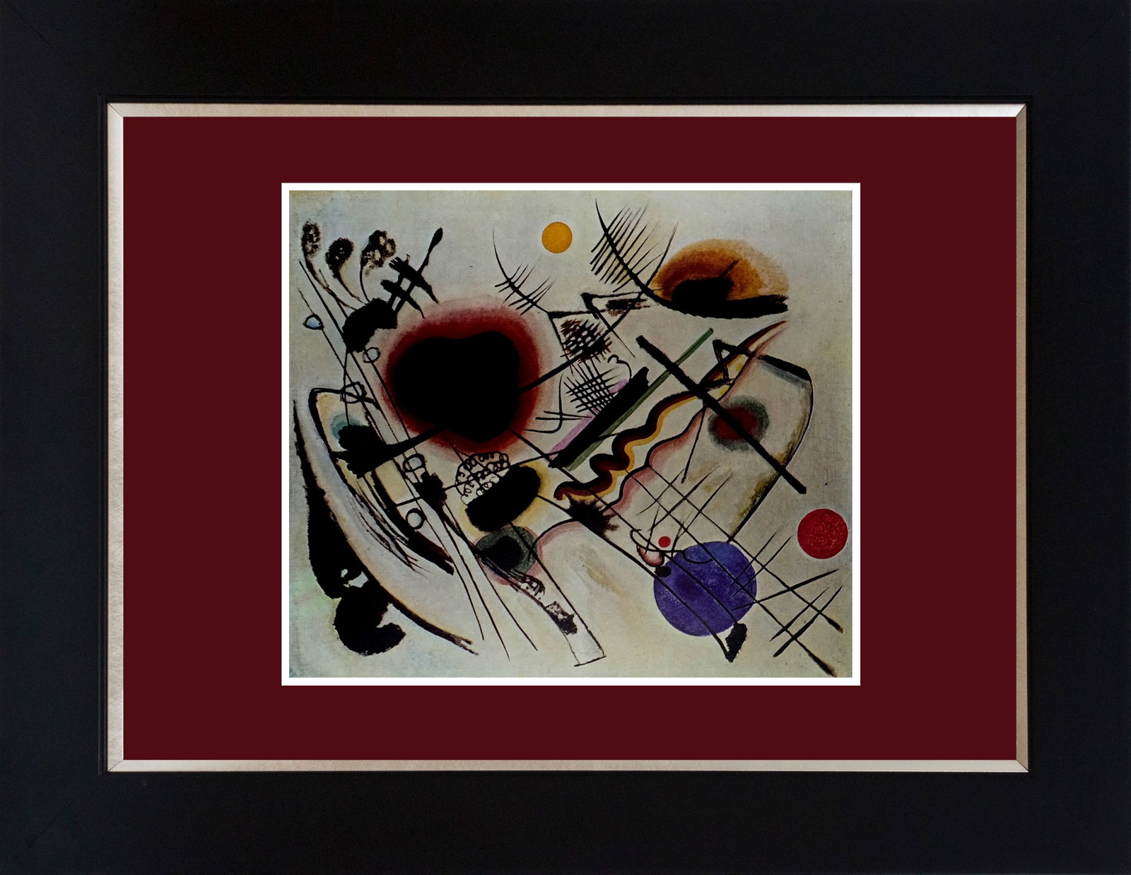 Wassily Kandinsky (Russian 1866-1944) color plate lithograph after Kandinsky 1967: Kandinsky (Russian 1866-1944) lithograph Professionally framed. Includes certificate of authenticity. Approx 20 x 24 inches. Art Artwork Artist.