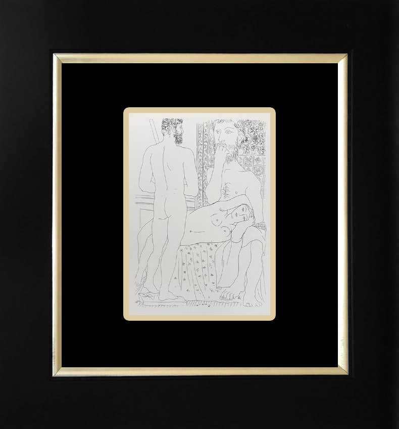 Pablo Picasso (Spanish 1881-1973) lithograph printed in Paris on velin d'arches paper from the: Pablo Picasso (Spanish 1881-1973) lithograph printed in Paris from the Vollard Collection 1956 Paper size 10 x 8 inches, frame size approx. 24 x 20 inches. Custom framed. Includes certificate. Art Art