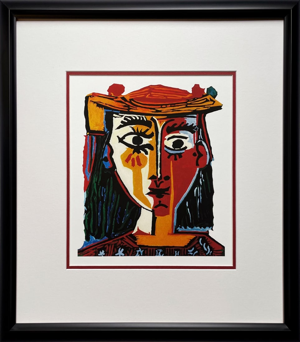 Pablo Picasso (Spanish 1881-1973) La Femme Au Chapeau on paper Limited Edition Collection Domaine: Pablo Picasso (Spanish 1881-1973) Limited edition Lithograph Custom framed. Estate signed. From the Collection Domaine Picasso. Includes documentation. Approx. image size 22x16 inches size Art Artwork