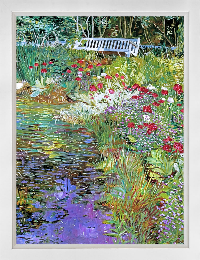 David Lloyd Glover (American 1949) Lakeside Sunbeach Revisited Mixed media Original Painting on: Lakeside Sunbeach Revisited Mixed media Original Painting on canvas by David Lloyd Glover Hand signed by the artist. Custom framed and includes certificate from the artist. Approx 24x18 image size