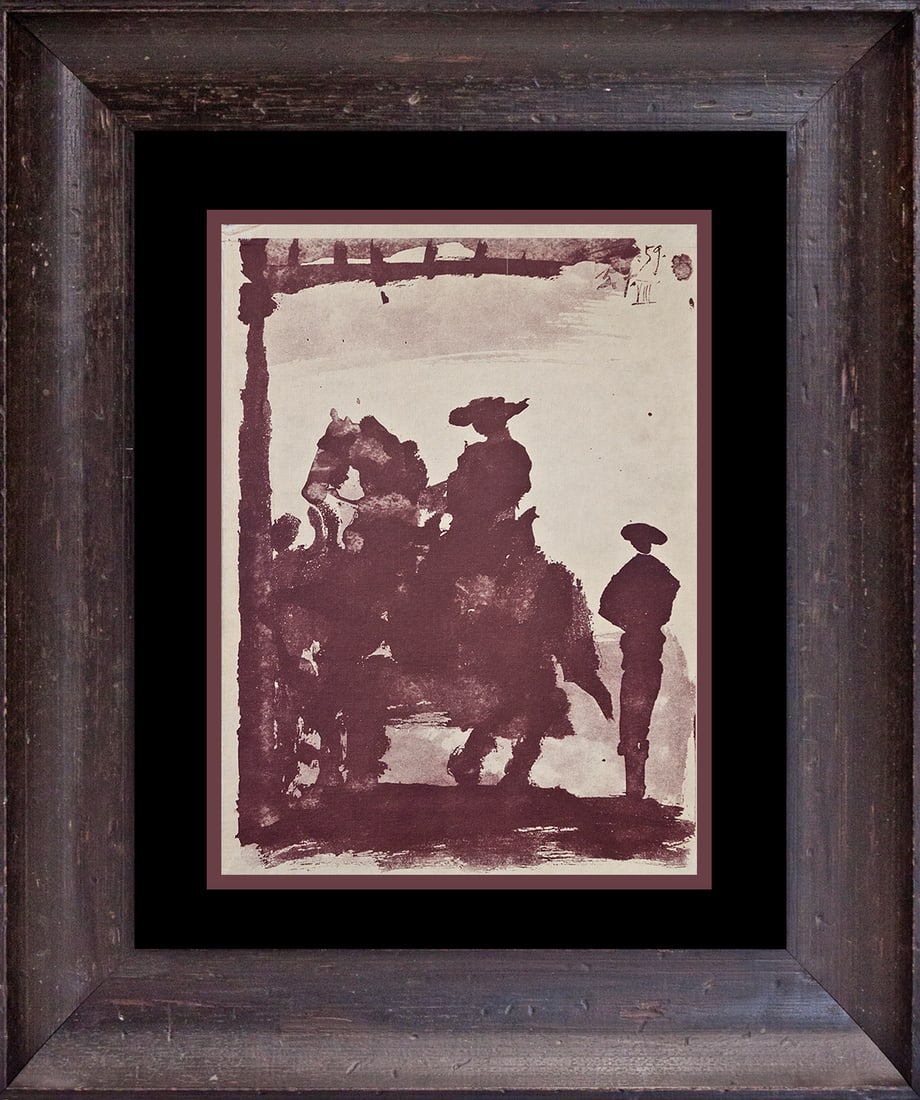 Pablo Picasso (Spanish 1881-1973) 1961 Lithograph Toros Y Toreros.: Pablo Picasso (Spanish 1881-1973) 1961 Lithograph Toros Y Toreros.Pablo Picasso 1961. Includes certificate of authenticity. Approx 20 x 24 inches. Custom framed. Printed In Paris. Art Artwork Artist.