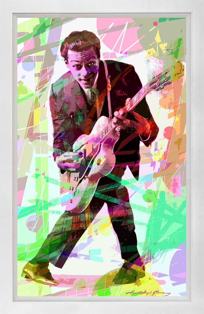 David Lloyd Glover (American 1949) Chuck Berry Mixed Media Original Painting on canvas by David (1 of 1)