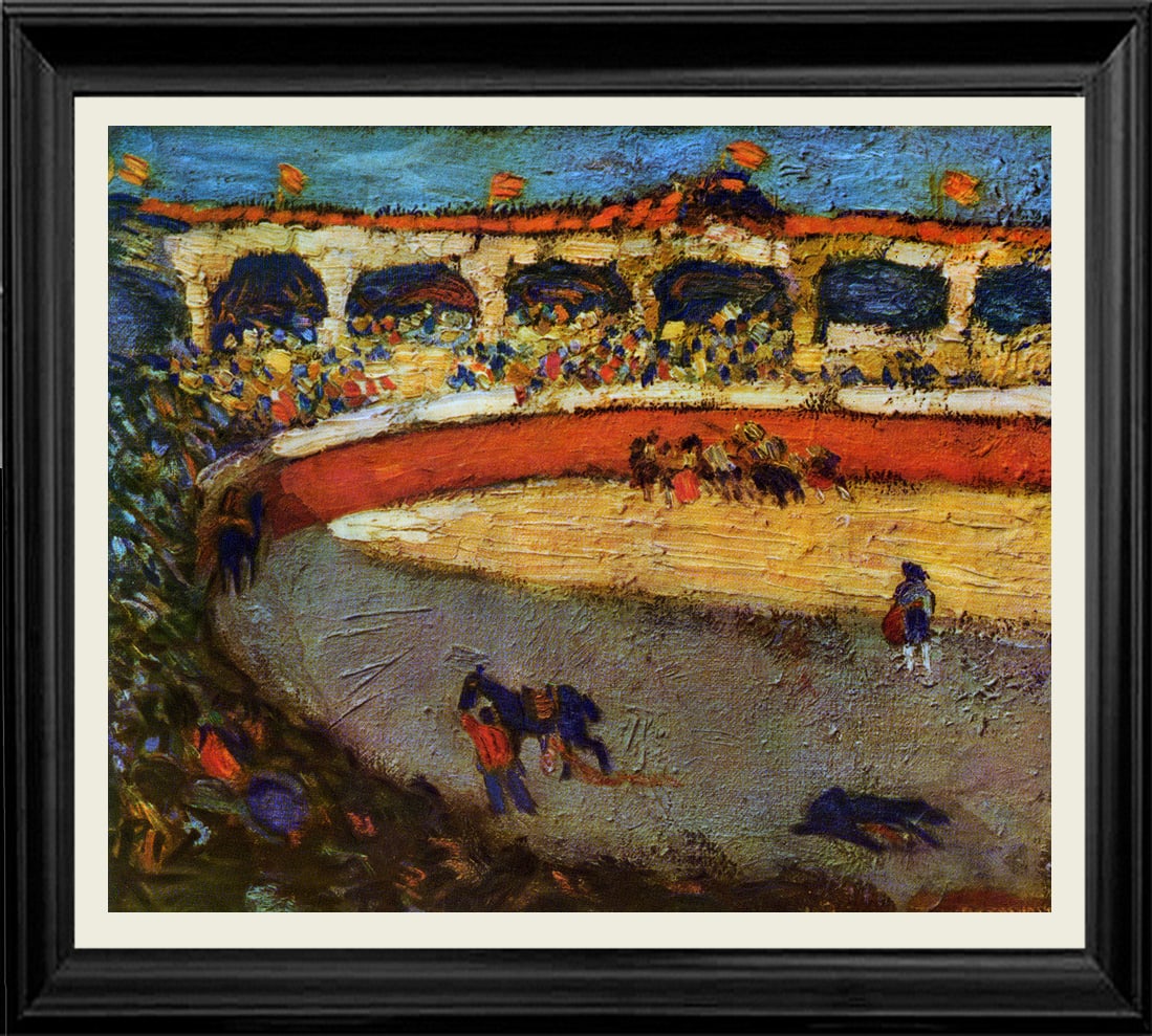 Pablo Picasso (Spanish 1881-1973)-Limited Edition Hand Embellished Painting Bullfight on canvas: Pablo Picasso (Spanish 1881-1973)-Limited Edition Hand Embellished Painting Bullfight on canvasAfter Pablo Picasso Hand Embellished Painting Limited Edition Bullfight I. The signature is in the plate.
