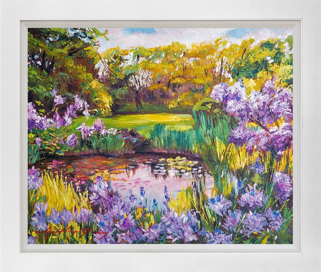 David Lloyd Glover (American 1949) Spring Impressions Original Mixed Media Painting on canvas by: Mixed media on canvas by David Lloyd Glover Hand signed by the artist. On canvas image size Approx image size 18x24 inches Custom framed and includes certificate This work was purchased directly from 