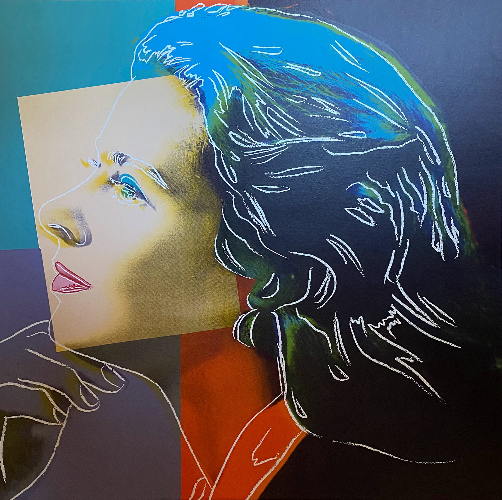 Andy Warhol (American, 1928-1987) Screenprint Ingrid Bergman (profile) 1983. Approx 38x38 inches: Andy Warhol (American, 1928-1987) Screenprint Ingrid Bergman (profile) 1983. Approx 38x38 inches Serigraph.Andy Warhol Ingrid Bergman (Profile) Serigraph Screenprint. Approx 38x38 inches. This working