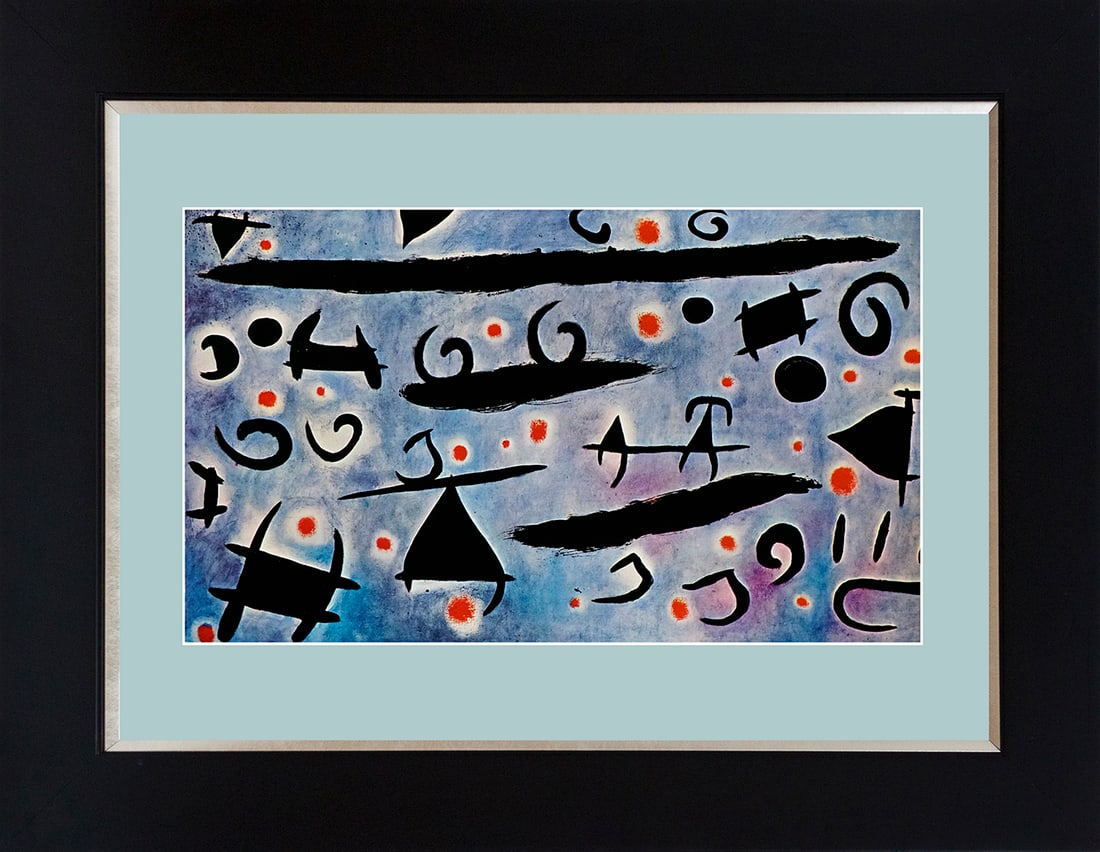 Joan Miro (Spanish 1893-1983) Color Plate Lithograph: Joan Miro (Spanish 1893-1983) Color Plate LithographJoan Miro 1959 Lithograph from Mourlot Press in Paris. Approx 20x24 inches. Professionally framed. Includes certificate of authenticity. Art Artwork