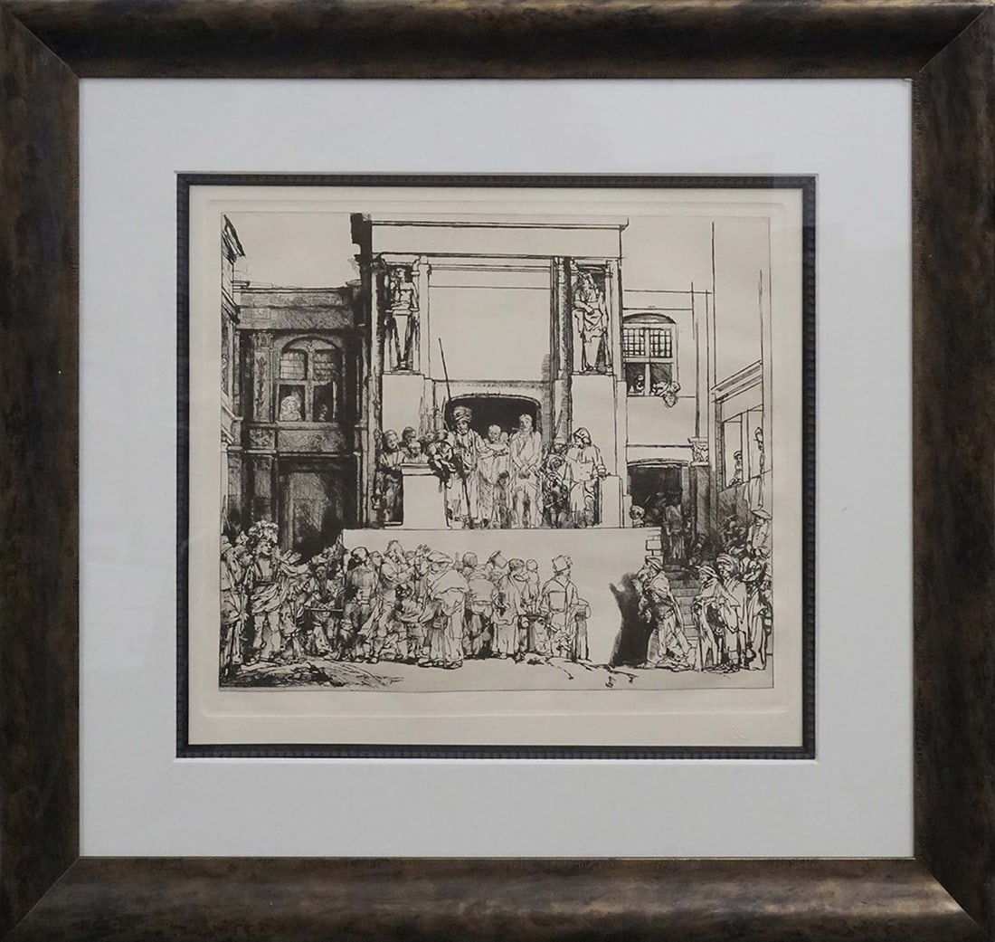 Rembrandt (Dutch, 1606-1669) Christ Presented to the People. B.76. Etching Amand Durand (1831-1905): Rembrandt (Dutch, 1606-1669) Christ Presented to the People. B.76. Etching from the original copper plates created by Amand Durand (1831-1905) Custom Framed and includes documentation. Approx 28x26 in
