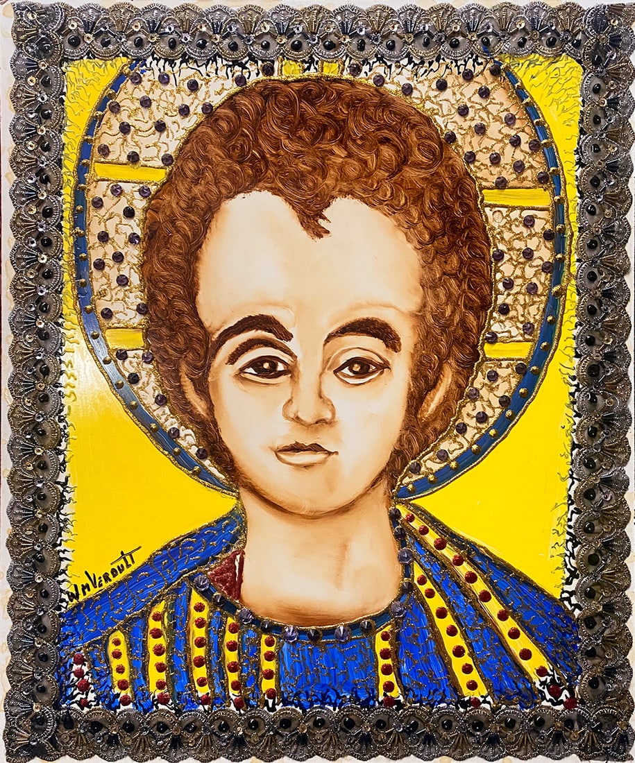 William Verdult (Dutch 1939-2016) Original Oil painting on board with jewels Approx 24x18 inches