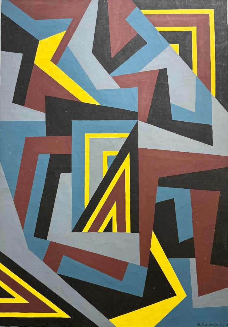 Omar Carrerro (1927-2013) Technique: Tempera on thick paper Dynamic Structure No. 3(Abstract: Artist: Omar Carrero (1927-2013)Technique: Tempera on thick paperTitle: “Dynamic Structure No. 3” (Abstract Geometric)Dimensions: 75 x 53 cmSignature: Lower right cornerProvenance: Private col
