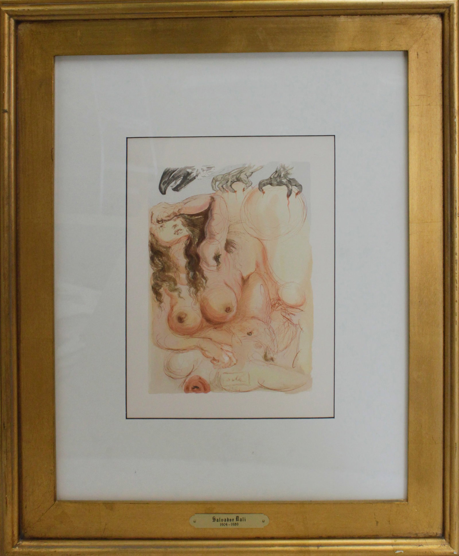 Salvador Dali (Spanish 1904-1989) 1964 Divine Comedy Wood Block: Salvador Dali (Spanish 1904-1989) 1964 Divine Comedy Wood Block. The Eagle of Grace from the Divine Comedy series in 1964. Signed in the wood block by Salvador Dali. Includes certificate of authentici