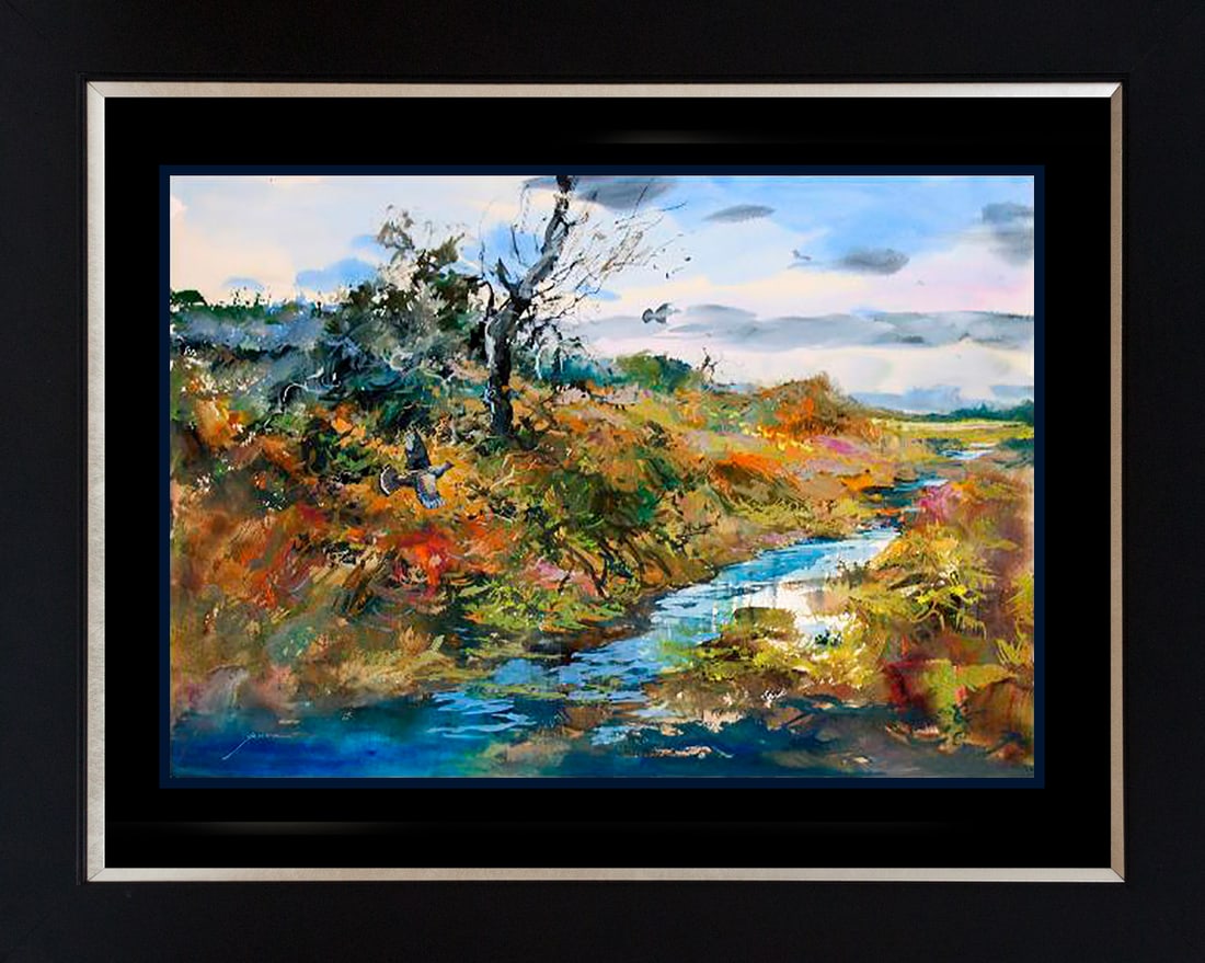 Michael Schofield (American 1947) Original painting on paper landscape: Michael Schofield (American 1947) Original Painting on canvas Approx 30x40 inches.Hand signed by the artist. One of a kind original. Custom framed. Includes certificate of authenticity. This work was