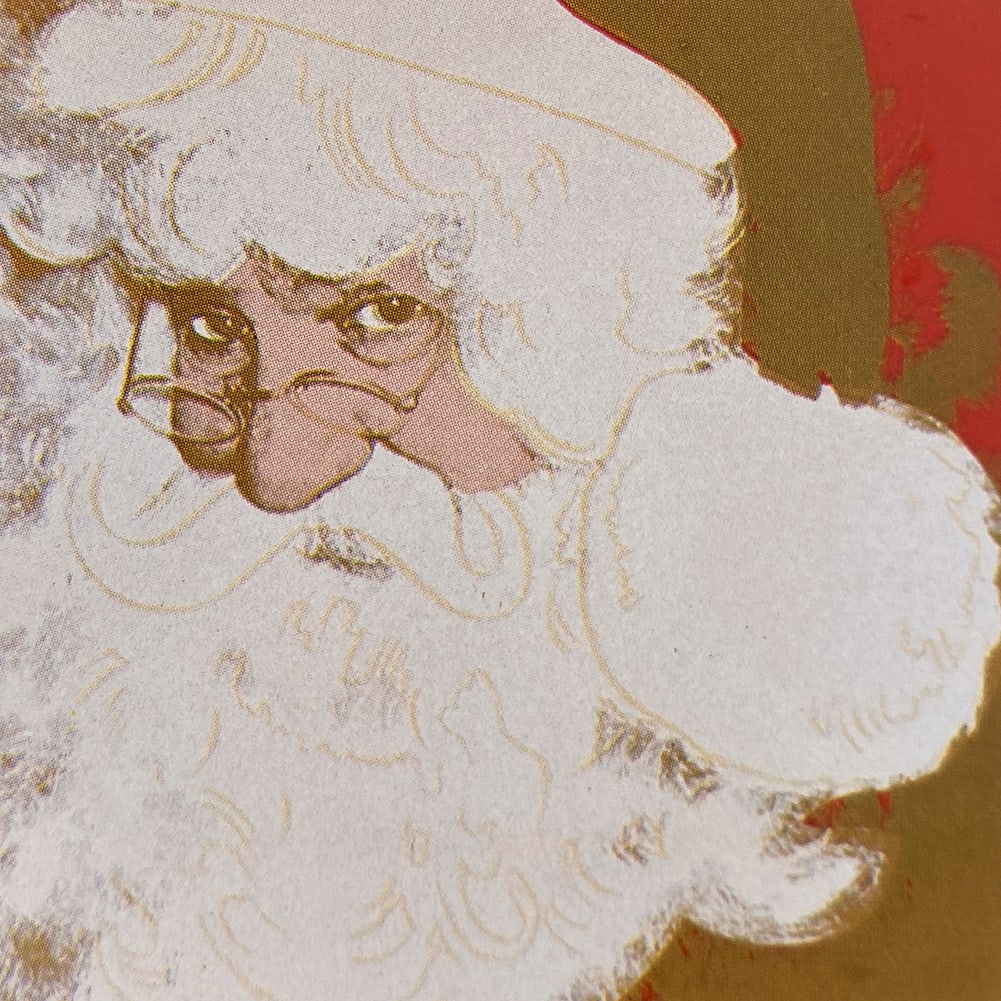 Andy Warhol (American 1928-1987) Screenprint Santa Claus 1981 from the Myths Suite Serigraph: Andy Warhol (American 1928-1987) Andy Warhol Santa Claus. Serigraph Screenprint and Colophon with Diamond Dust. 1981. 38x38 inches. This working trial proof was made outside the regular edition during