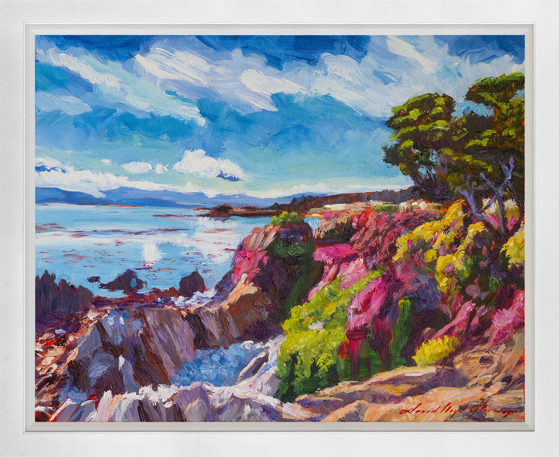 David Lloyd Glover (American 1949) Blooming Succulents Carmel Shores Mixed Media Original Painting: Mixed Media Original Painting on canvas David Lloyd Glover One of a kind. Hand signed by the artist. On canvas. Approx image size 24 x18 inches Custom framed and includes documentation This work was p