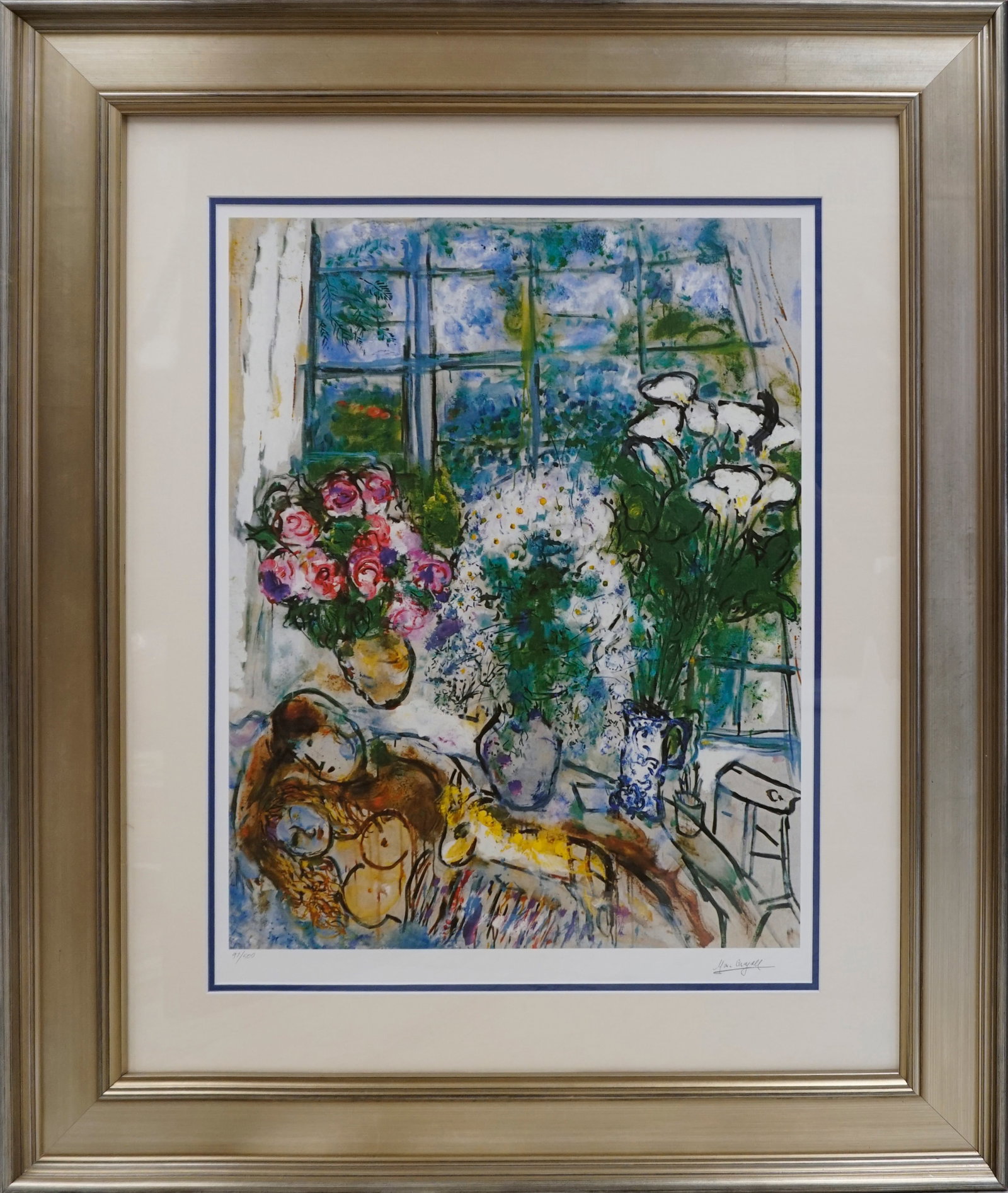 Marc Chagall (Russian-French 1887-1985) Lithograph Limited Edition: Marc Chagall (Russian-French 1887-1985) Lithograph Limited EditionMarc Chagall Limited Edition Lithograph after Chagall 26 x 36 approx. inches. Includes certificate of authenticity The signature is in