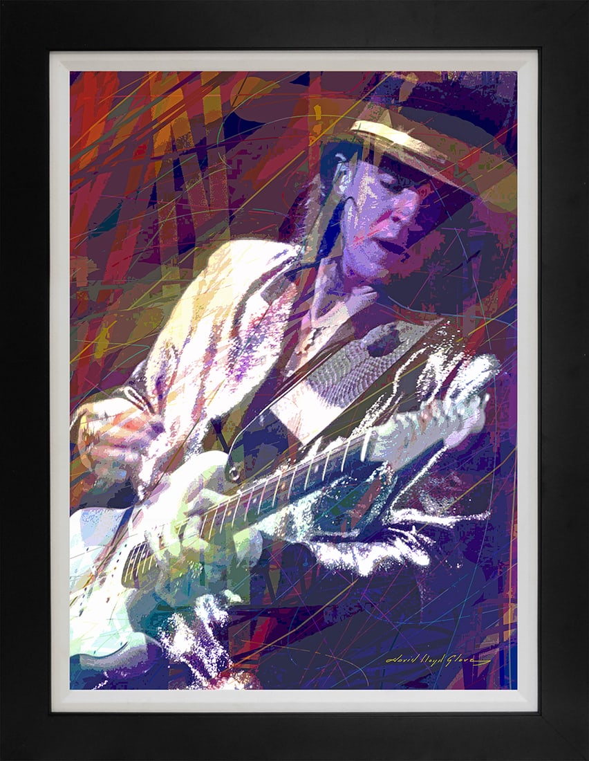 David Lloyd Glover (American 1949) Texas Blues Mixed Media Original David Lloyd Glover Stevie Ray: Stevie Ray Vaughn Texas Blues Mixed media on canvas by David Lloyd Glover Hand signed by the artist. On canvas image size Approx image size 18 x24 inches. Custom framed and includes certificate. Art A