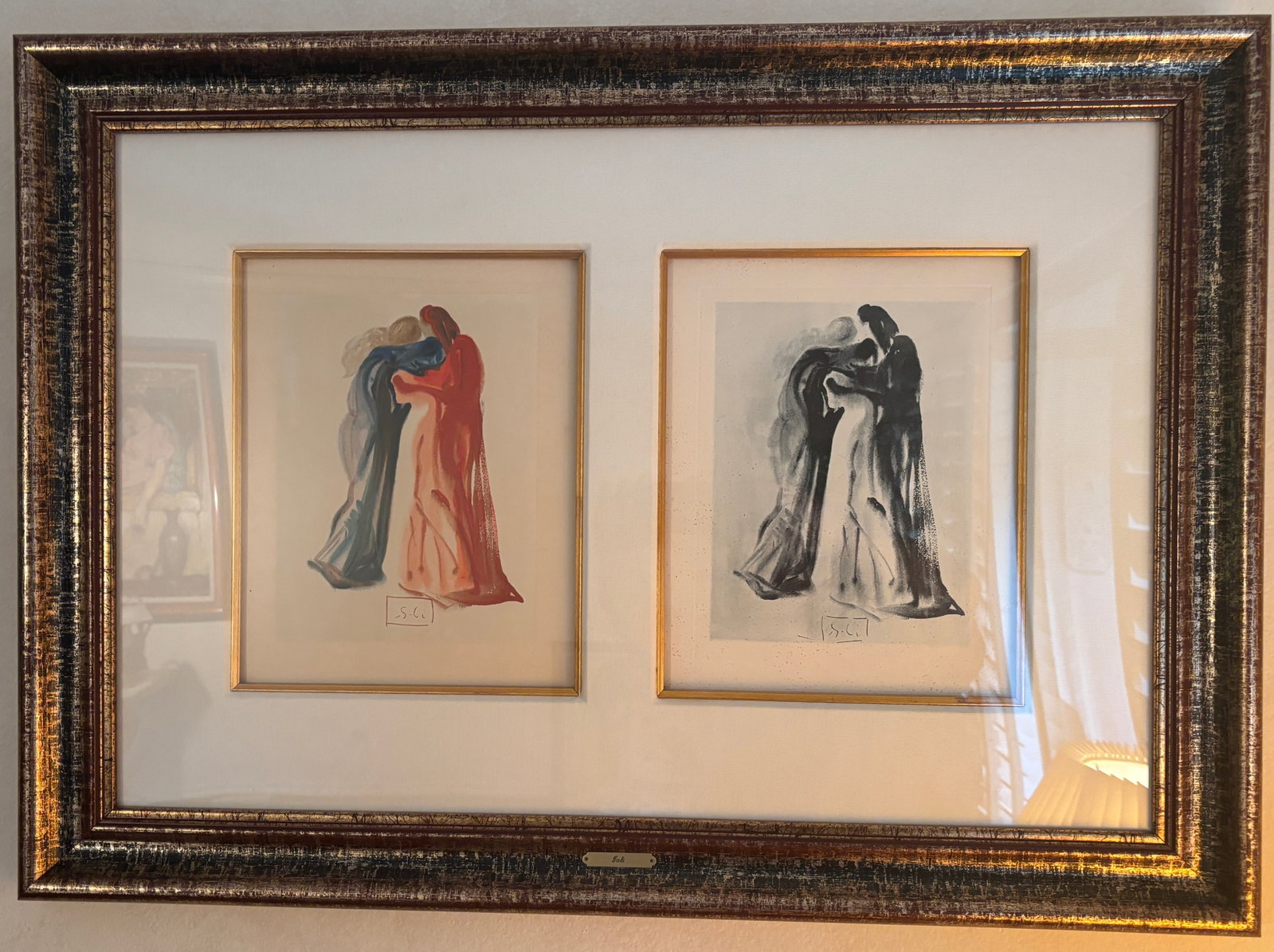 Salvador Dali (Spanish 1904-1989) original wood cut from 1964 and Etching: Salvador Dali (Spanish 1904-1989) original wood cut from 1964 and EtchingSalvador Dali Original wood Block and Etching from 1964 Block signed as well and custom framed. Includes certificate of authent