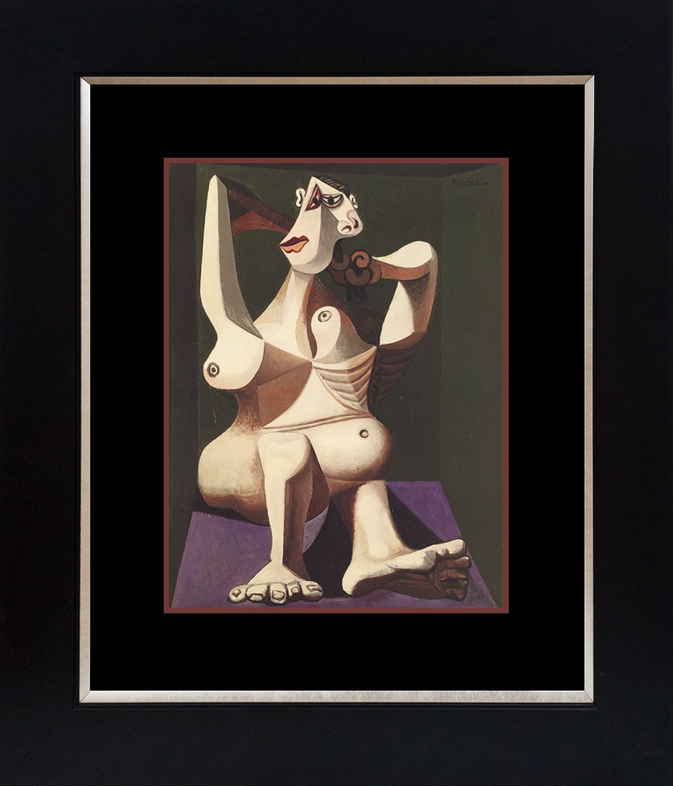 Pablo Picasso (Spanish 1881-1973) Color Plate Lithograph after Picasso from 1970: Pablo Picasso (Spanish 1881-1973) Color Plate Lithograph from 1970 Paris. Approx 24x20 inches professionally framed. Includes Certificate of Authenticity. Art Artwork Artist.