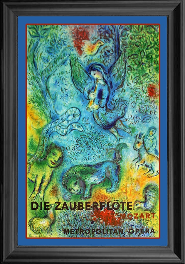 Marc Chagall (Russian-French 1887-1985) Marc Chagall Lithograph Magic Flute 1967: Marc Chagall (Russian-French 1887-1985) Magic Flute by Marc Chagall Lithograph.1967 Approx. 30x40 inches. Printed by Mourlot Press in Paris. Includes certificate of authenticity. Framed. Art Artwork A
