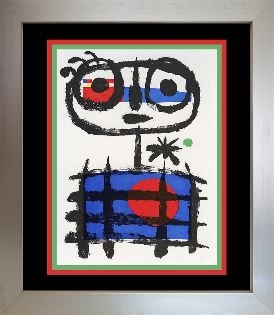Joan Miro (Spanish 1893-1983) Lithograph from 1969: Joan Miro (Spanish 1893-1983) 1959 Lithograph from Mourlot Press in Paris. Approx 20x24 inches. Professionally framed. Includes documentation. Art Artwork Artist.