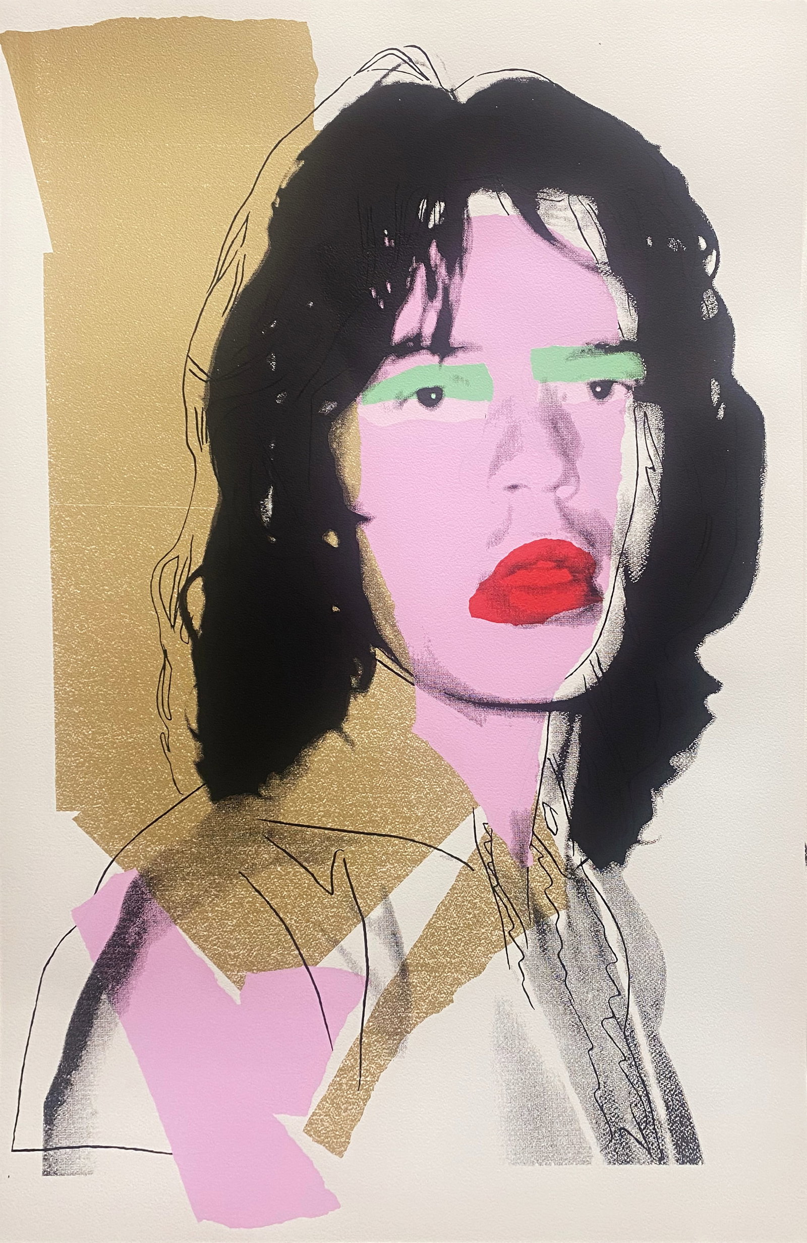 Andy Warhol (American, 1928-1987) Mick Jagger Screenprint on Arches 1975 Serigraph: Andy Warhol (American, 1928-1987) Mick Jagger Screenprint on Arches 1975 SerigraphAndy Warhol Mick Jagger Serigraph Screenprint on D'Arches Watercolor (Rough). 1975. Andy Warhol working trial proof ma