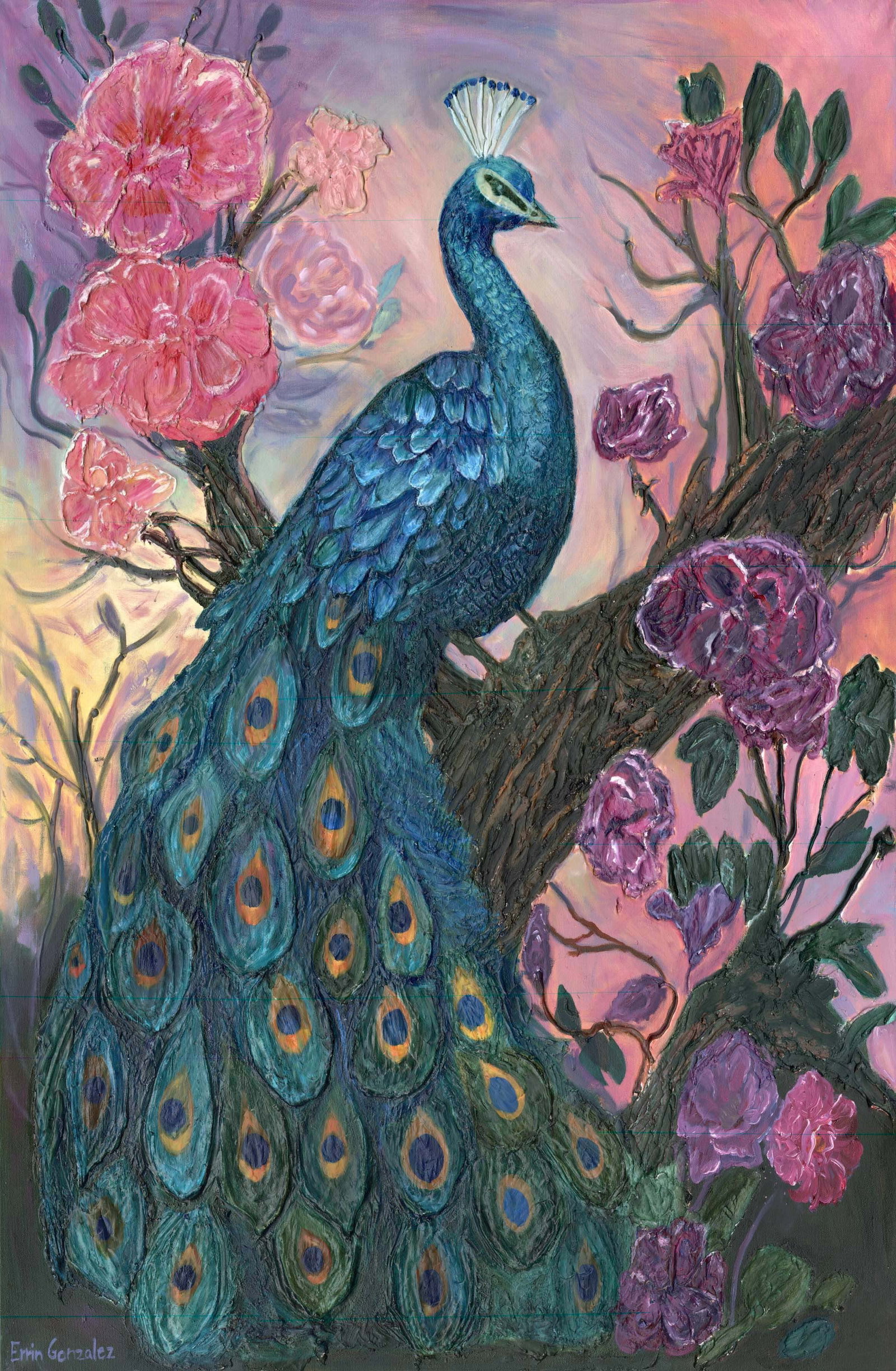 Original oil painting on canvas by Errin Life's Gorgeous Creature.: Original oil painting on canvas by Errin. One of a kind original. Approx 40x30 inches image size. Hand signed by the artist. Custom framed. Includes Certificate of Authenticity. Art Artwork Artist.