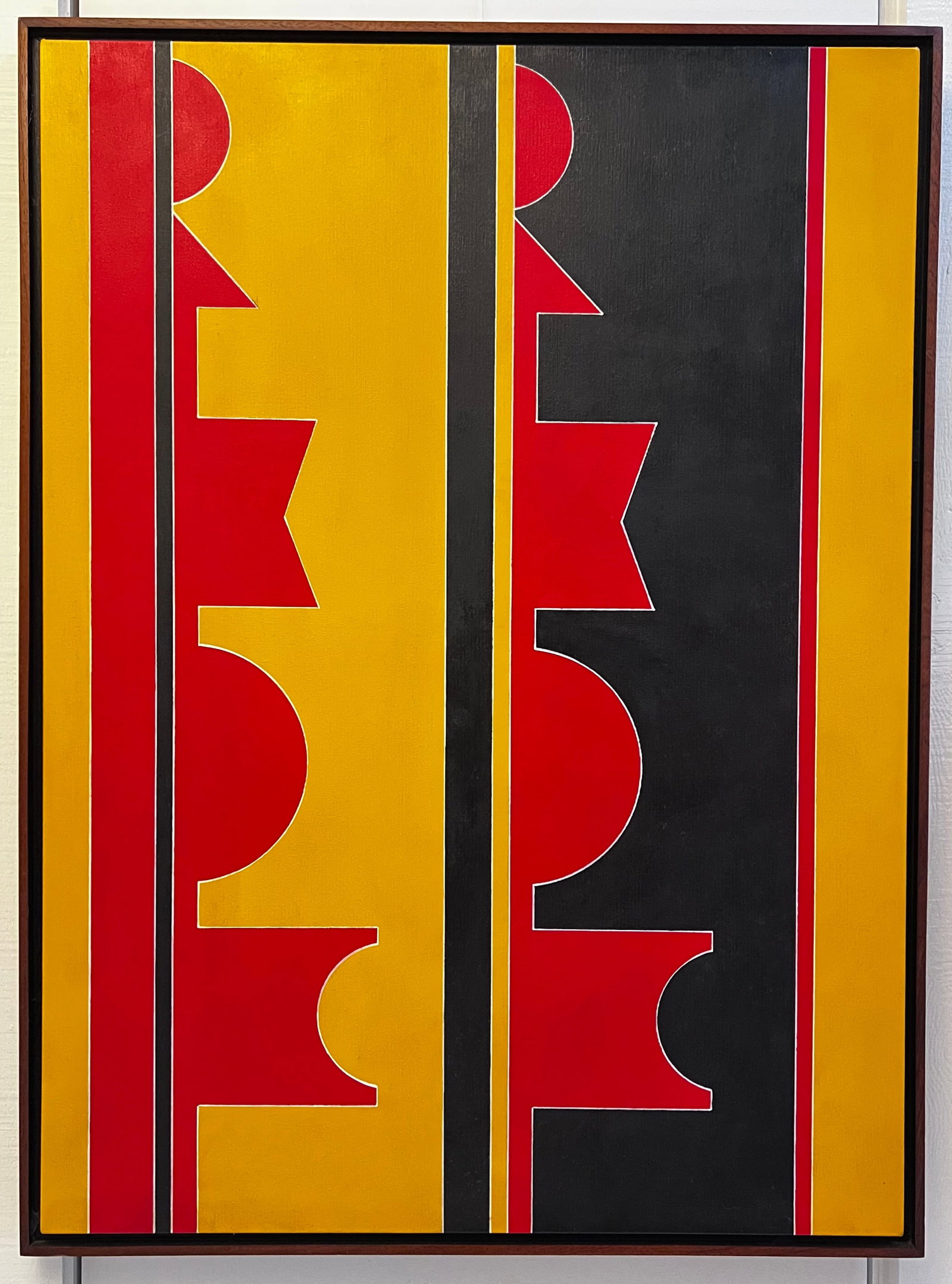 Rubem Valentim Emblema 1983 Acrylic on canvas Signed and dated on verso 39 1/2 X 28 3/4 inches: Rubem Valentim Emblema1983 Acrylic on canvas Signed and dated on verso. 39 1/2 X 28 3/4 inches. in very good conditionProvenance : Galeria de Arte Versalhes, Rio de Janeiro, Private collection New Yor