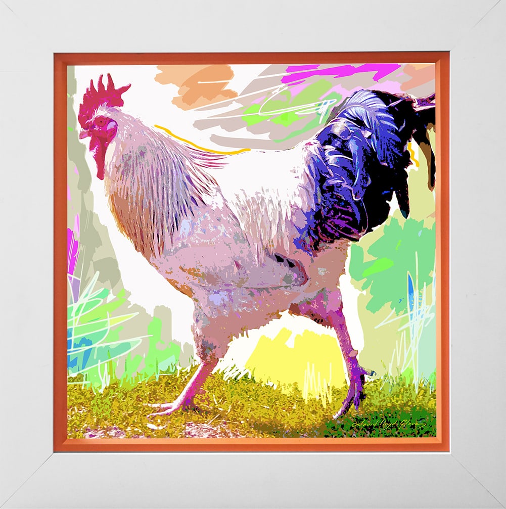 David Lloyd Glover (American 1949) Rooster Strut Hand Embellished Painting on canvas David Lloyd: Rooster Strut Hand Embellished Painting Limited Edition on canvas by David Lloyd Glover Hand signed by the artist. On canvas image size. Approx image size 18x24 inches. Custom framed and includes cert
